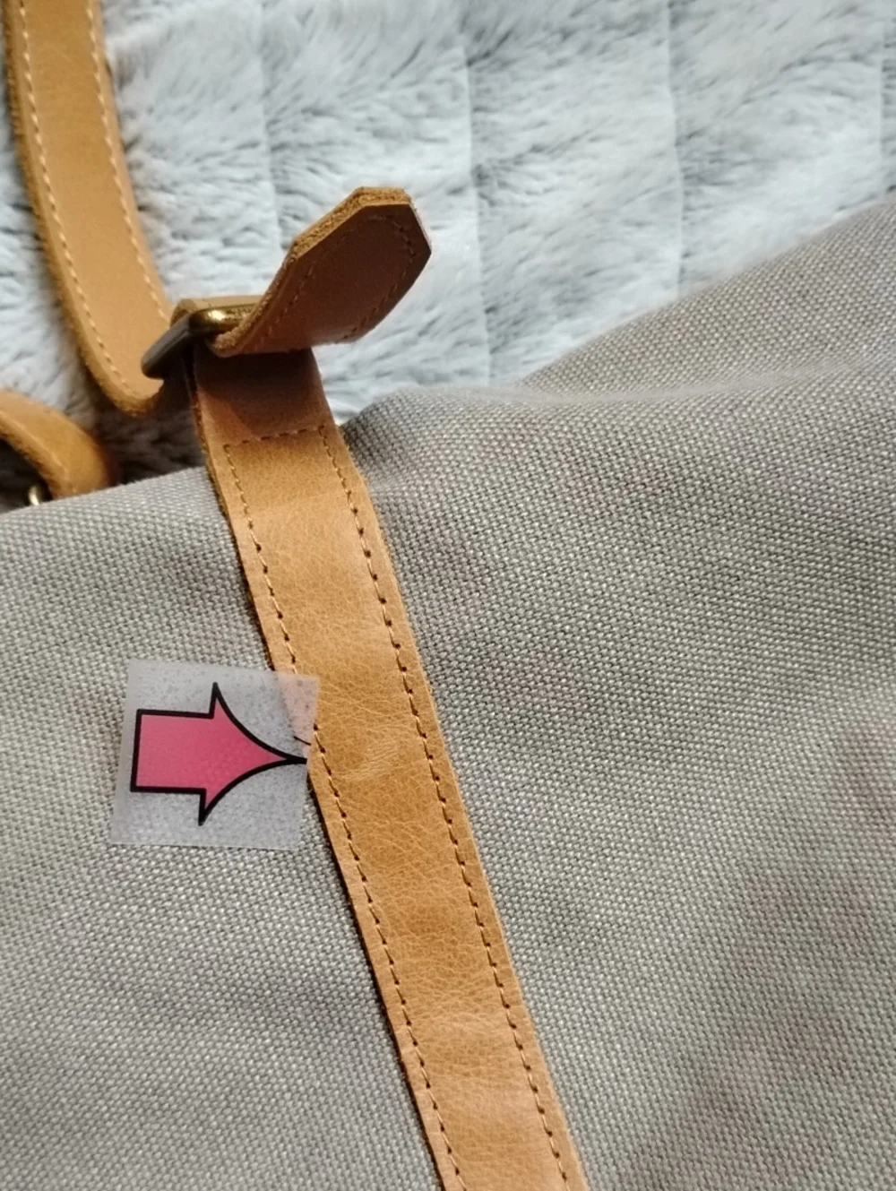 Canvas Tote Bag with Tan Leather Straps - Unisex